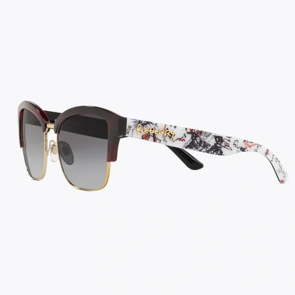 Burberry Women’s Graffiti Print Sunglasses Brown/Red & Gold - Picture 1 of 14